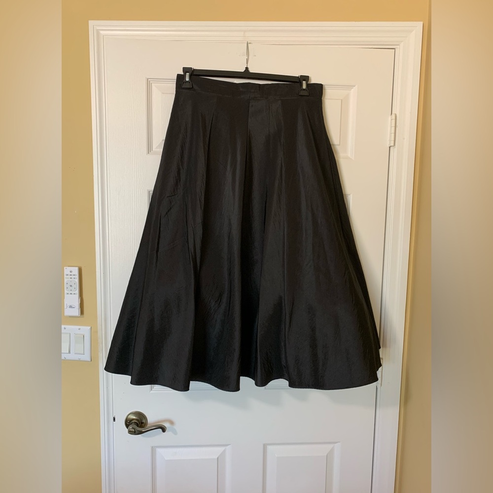 Marina Black Midi Skirt Large Vintage Glam Romantic Noir Dark Academia Gothic - Picture 3 of 8